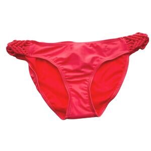 ARIZONA NWT Women's Medium Coral Pink Hipster‎ Braided Sides Bikini Bottoms Swim
